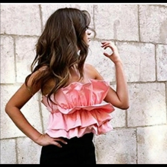 zara VOLUMINOUS RUFFLE TOP NWT M - Picture 3 of 9